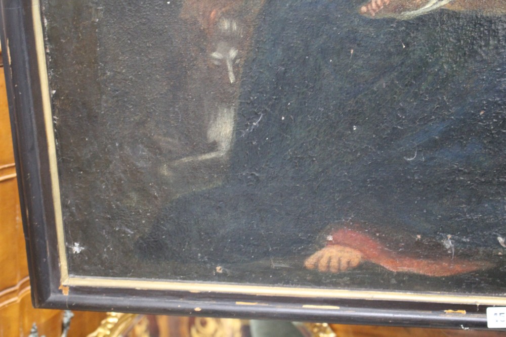 19th century Italian School, oil on canvas, Madonna and child with attendant, 80 x 98cm